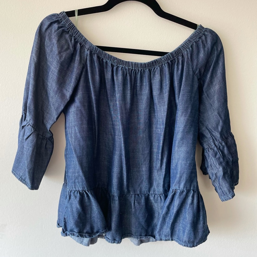Soft denim offshoulder top